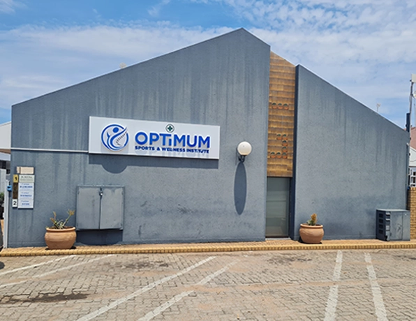 Exterior of Optimum Sports & Wellness Institute Polokwane branch with branded signage
